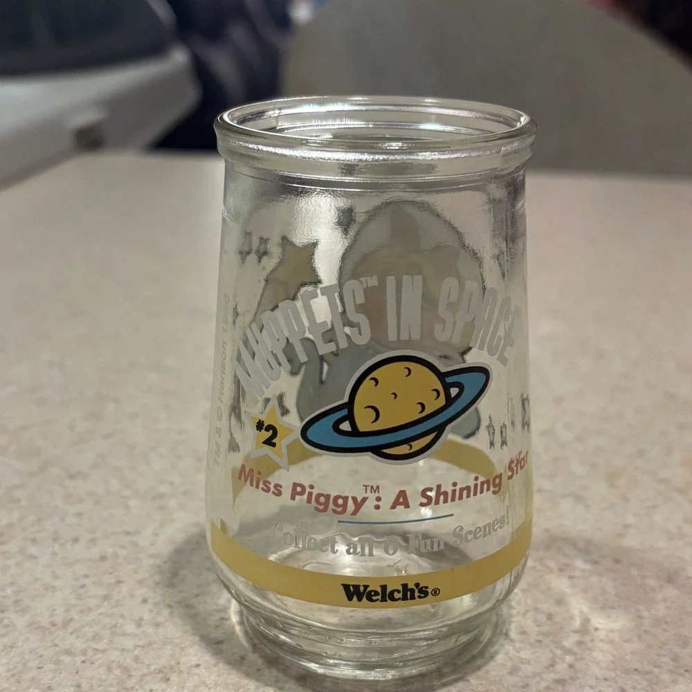 Vintage 1998 Welch's Muppets In Space Jelly Jar Miss Piggy A Shining Star #2